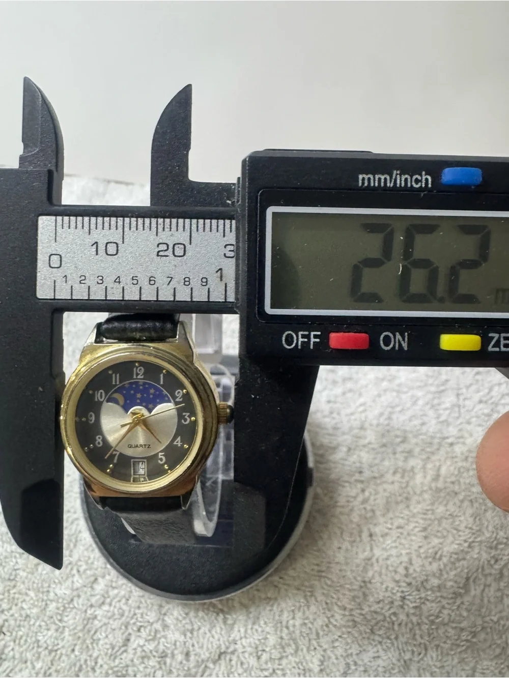 Gold-Tone Quartz Moonphase Watch in Black